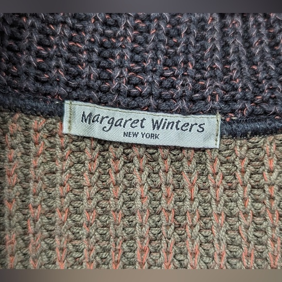 Margaret Winters Classic Colorblock Chunky Knit Sweater Cardigan Size Large - Picture 3 of 9